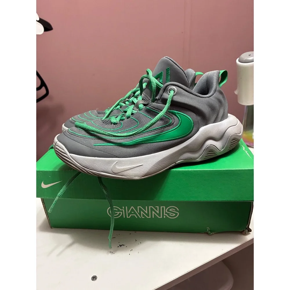 Nike Giannis Immortality 4 GS Smoke Grey Stadium Green FZ6734-002 Kids Size 3.5Y